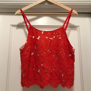 Alice & Olivia red lace crop top